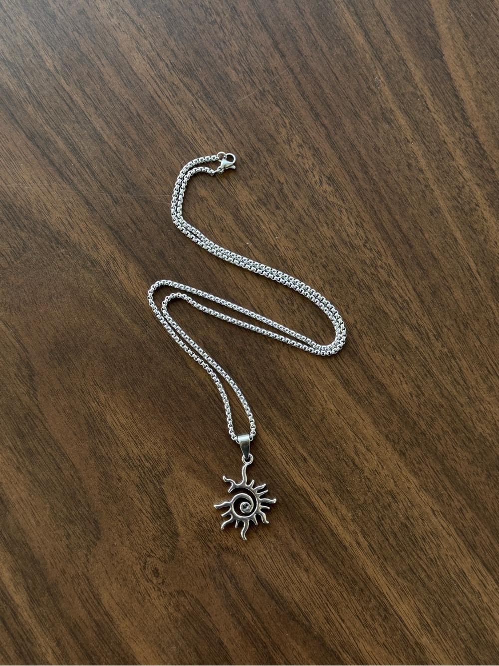 Sterling Sunburst Pendant Necklace - Silver